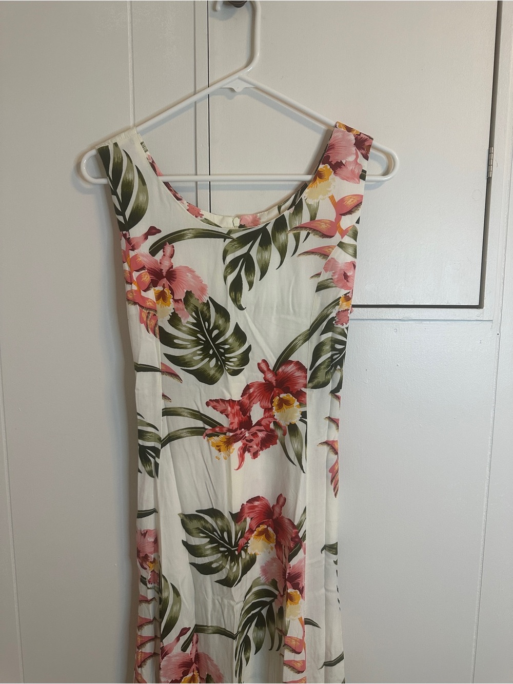 Leilani Collections Hawaii Tropical Floral Midi Dress White Orchid Size 10/12 - Picture 4 of 8
